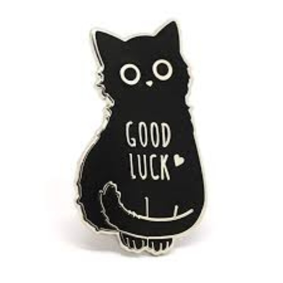 Jewelry - 5/$20 Black Good Luck Cat Enamel Pin